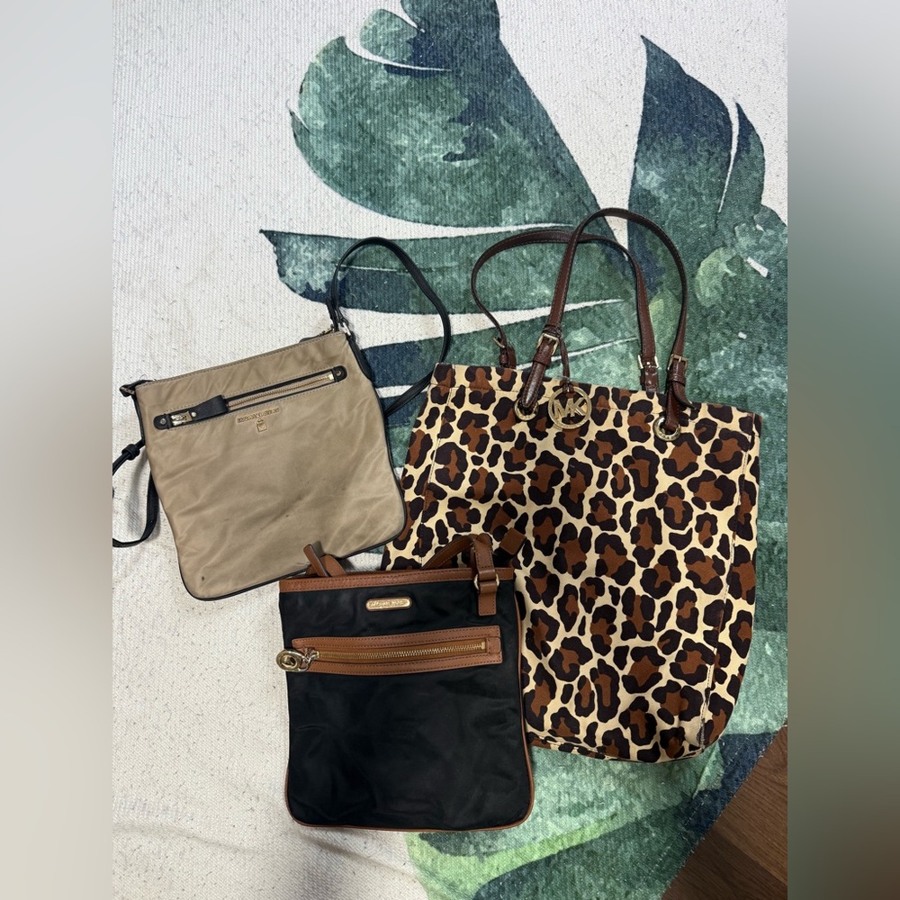 Michael Kors Brown Shoulder Bag with Animal Print